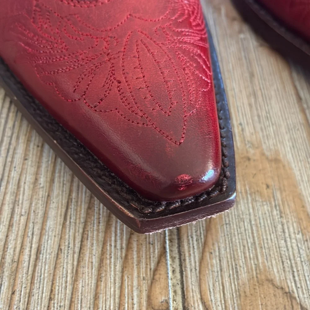 Charlie 1 Horse Lucchese Red Leather Western Mules - Picture 3 of 10